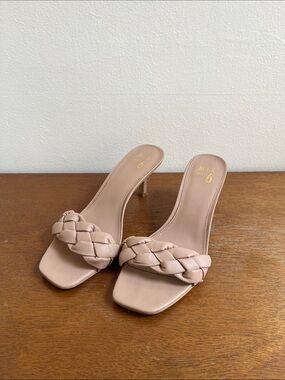 Mix No. 6 Blush Braided Strap Mule Heels - Size 10
